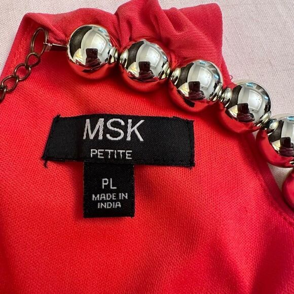 MSK Sleeveless Lined Halter Neck Blouson Mini Dress Coral Pink Size Petite Large - Picture 5 of 6